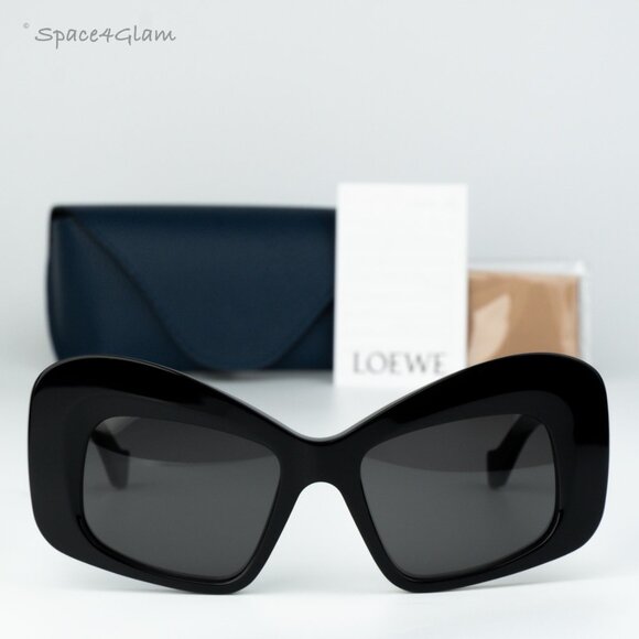 Loewe Men Sunglasses Black Grey Cat Eye LW40128I ANAGRAM 01A NEW AUTHENTIC